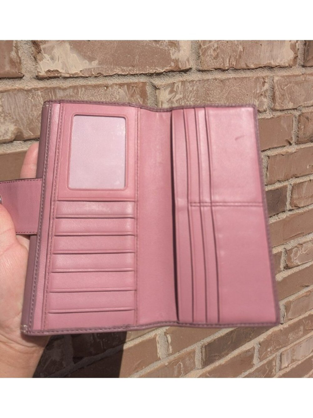 Vintage Y2K Coach Smooth Leather Trifold Turn Lock Wallet Clutch Mauve/Purple? - Picture 6 of 9